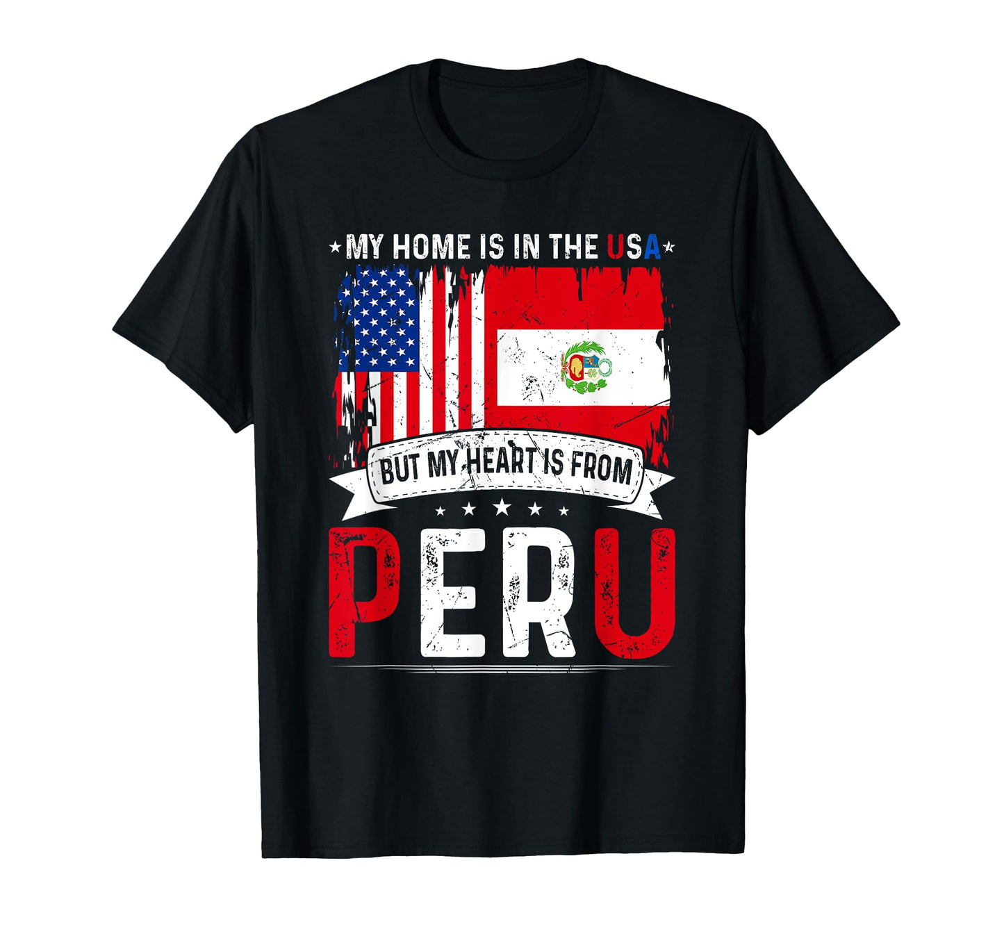 My Home USA My Heart is From Peru Flag American Peruvian T-Shirt