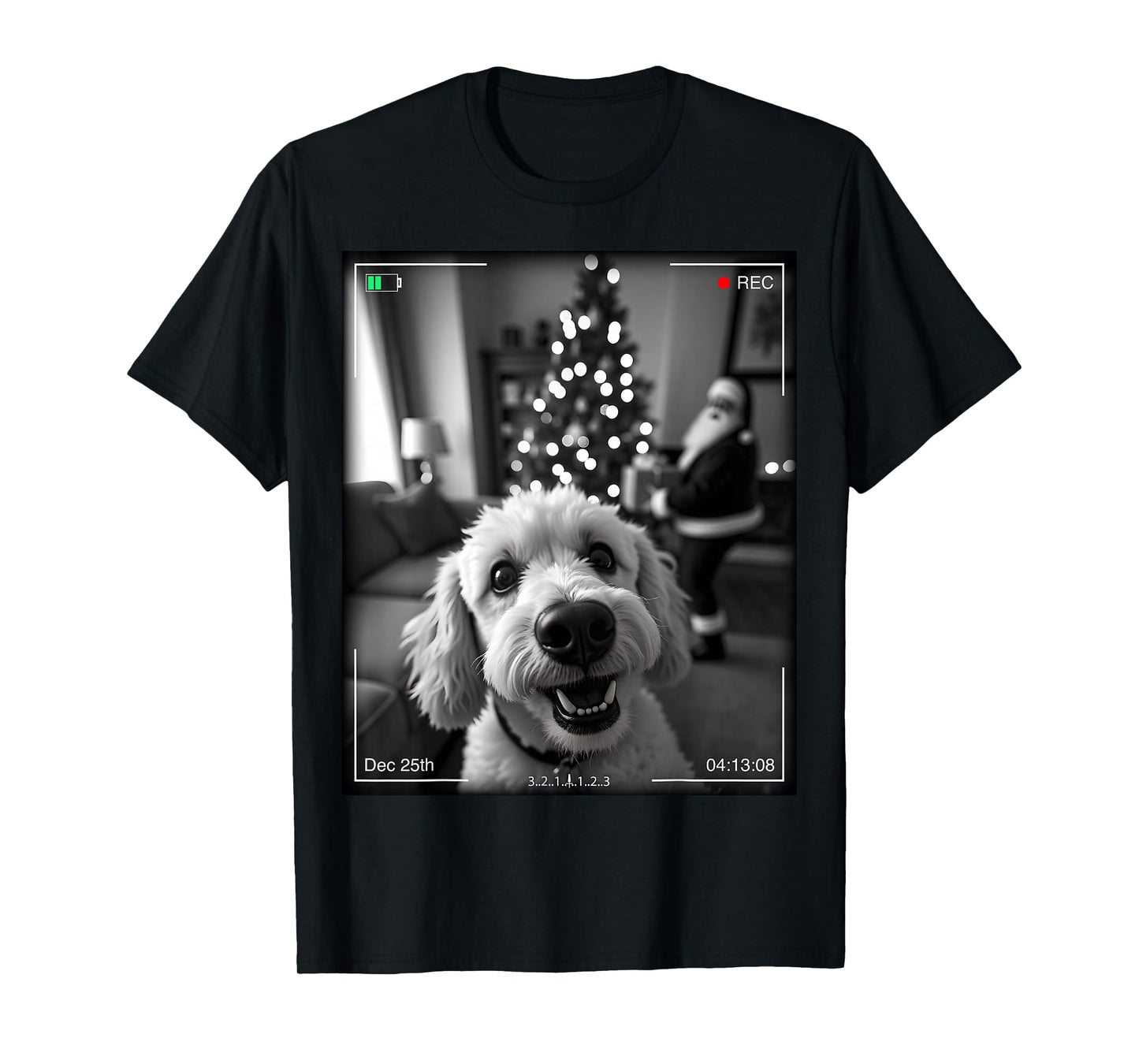 Poodle Catches Santa On Camera Xmas T-Shirt