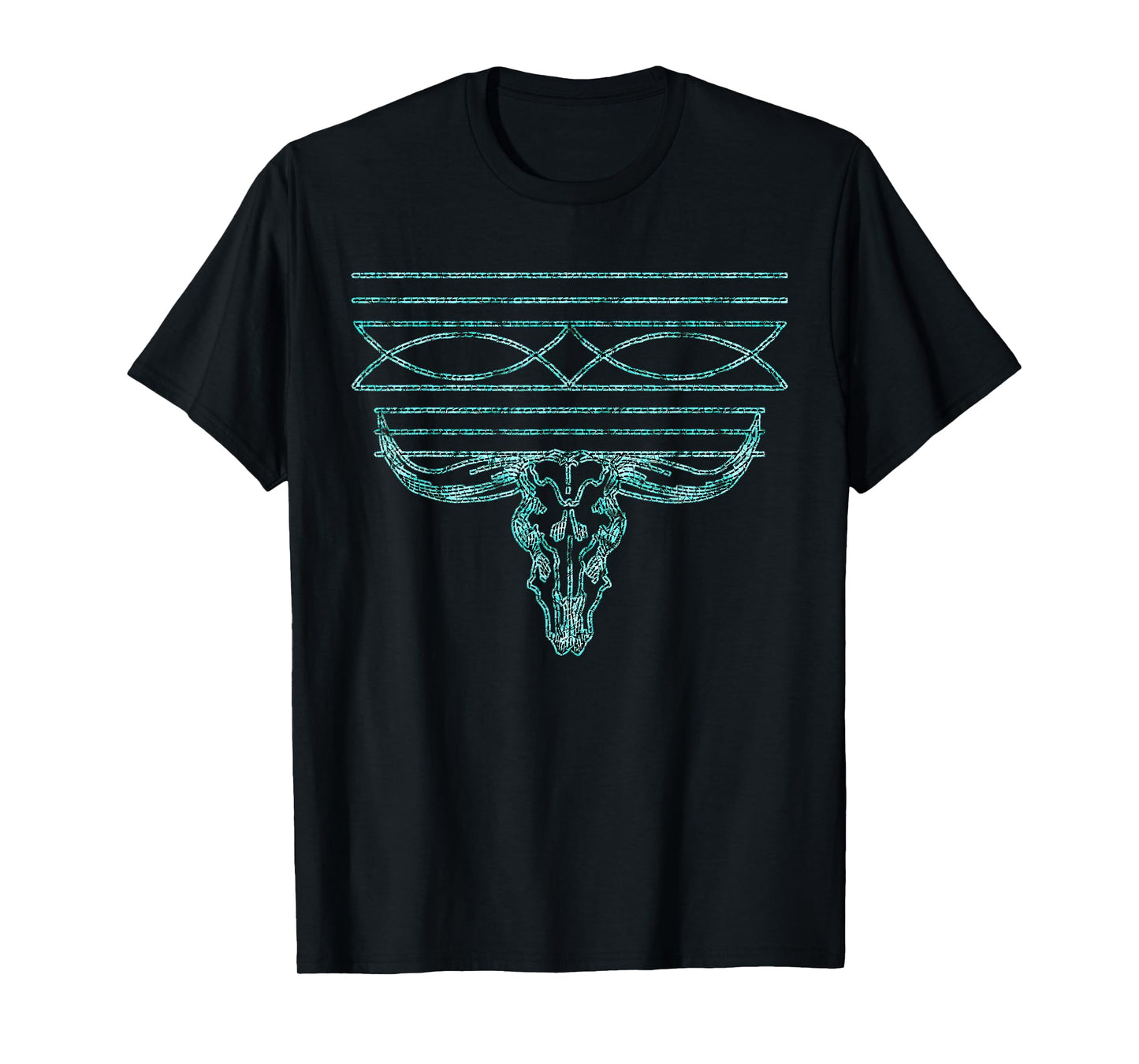 Retro Western Turquoise Boot Stitch Rodeo Cowgirl Womens T-Shirt