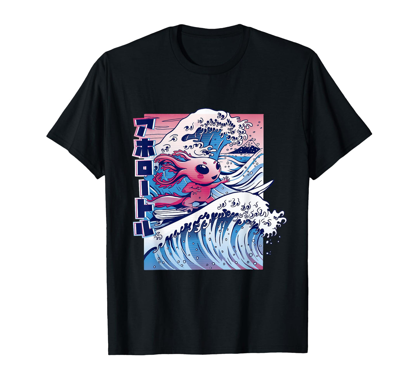 Axolotl Kanagawa Great Wave Japan T-Shirt