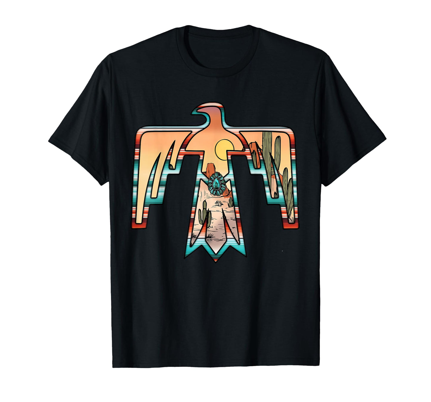 Cute western thunderbird country Aztec cactus women rodeo T-Shirt