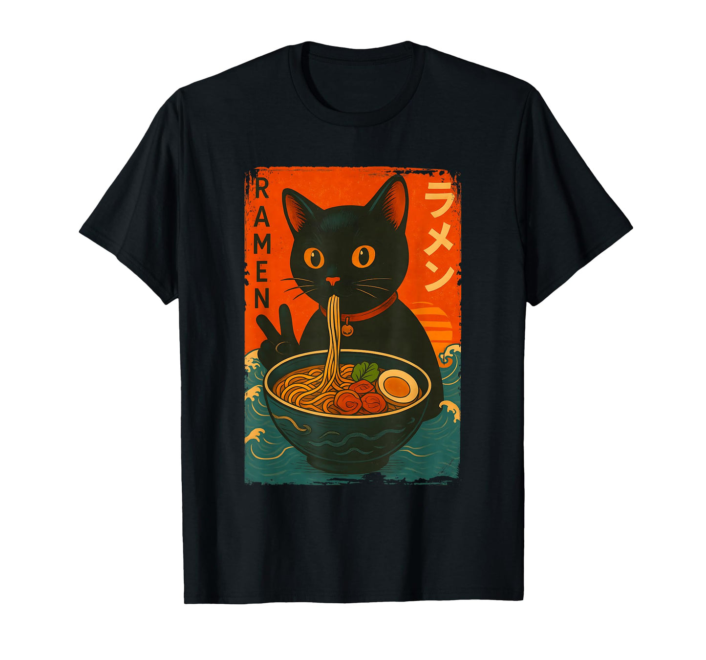 Kawaii Retro Japanese Cat Ramen Noodles Manga Anime Cats T-Shirt