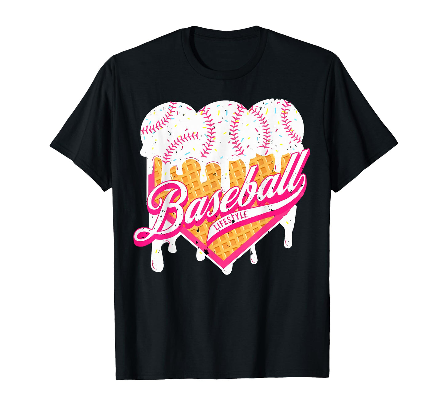 Baseball Home Plate Drip for Boys Ice Cream Spinkle T-Shirt