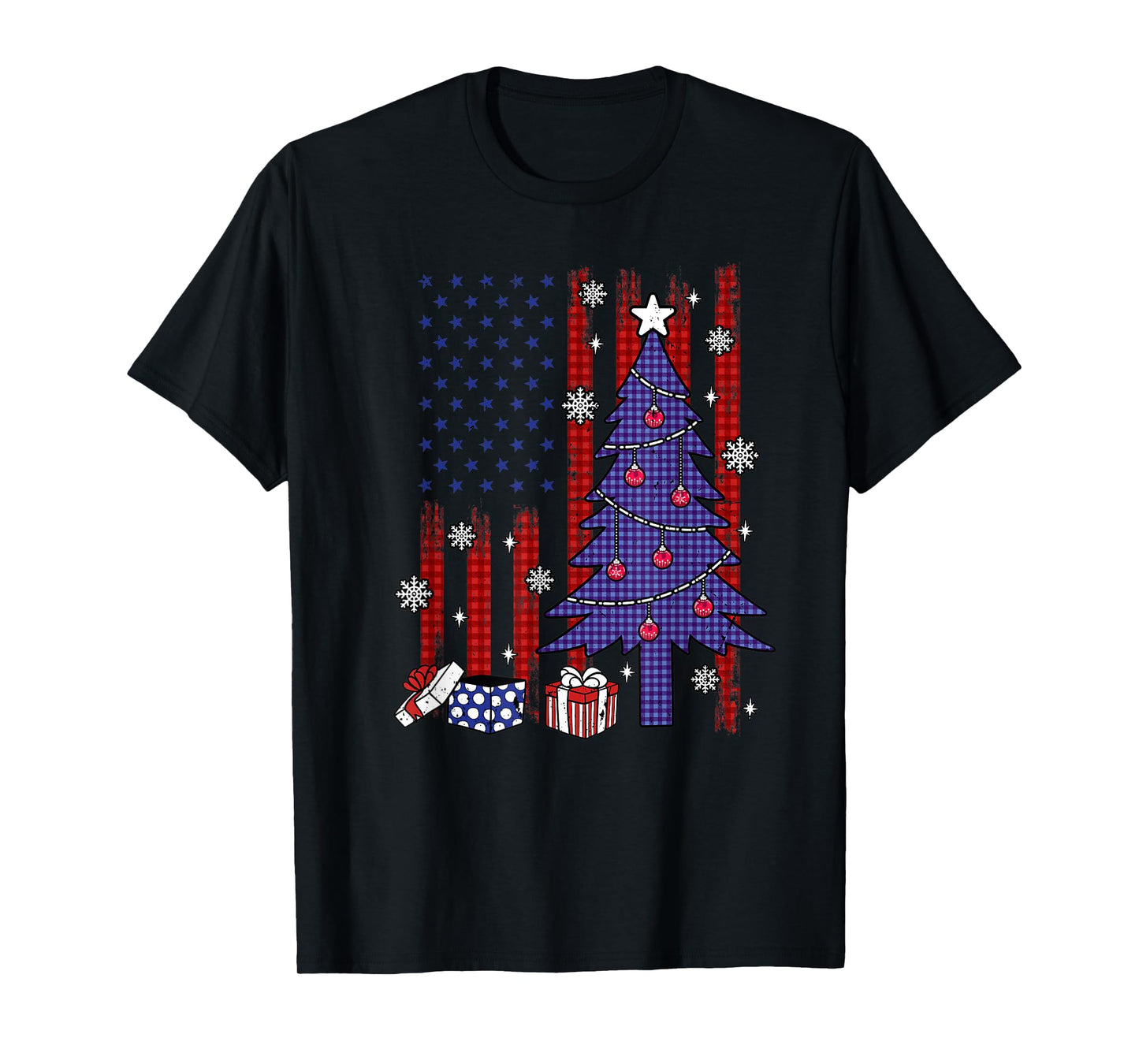 American Christmas Flag Patriotic Family Holiday Party T-Shirt