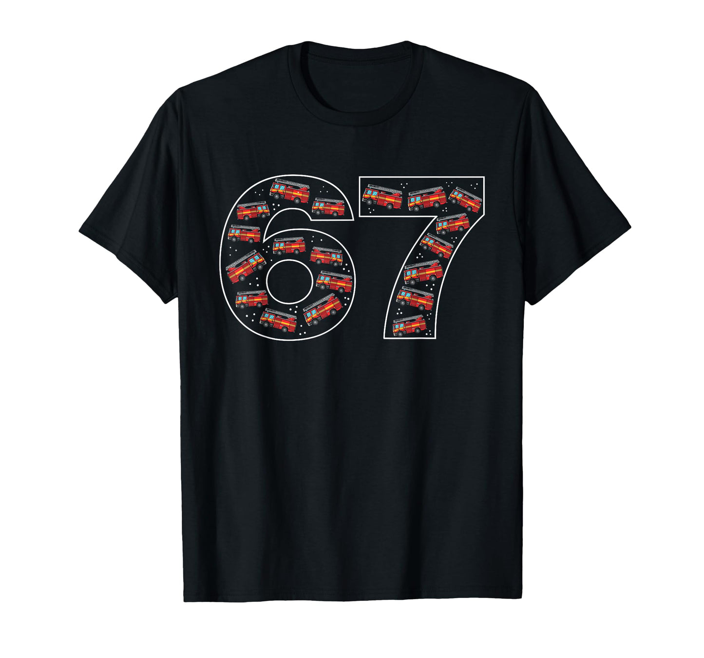 67 Six Seven Firetruck Firefighter Fire Engine Boys T-Shirt