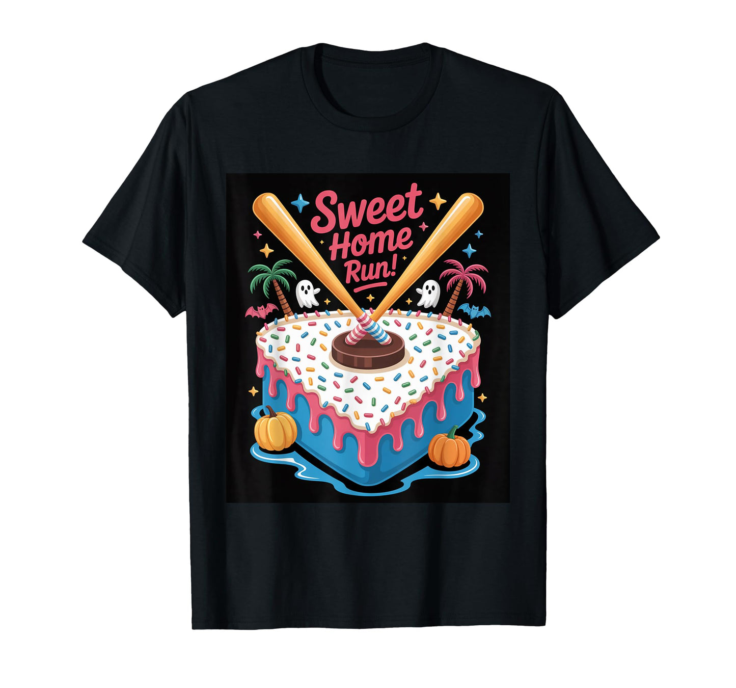 Sweet Home Run – Halloween Baseball Cake Delight T-Shirt