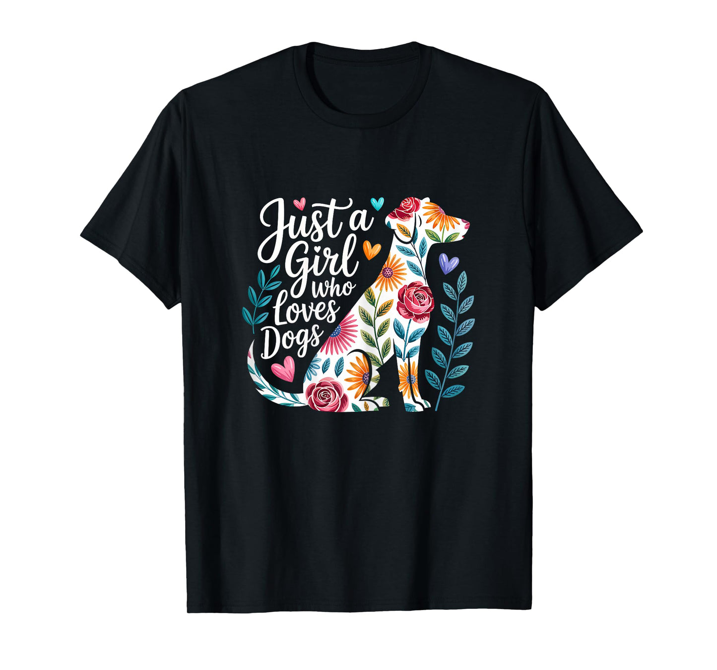 Floral Dog Lover Just a Girl Who Loves Dogs T-Shirt