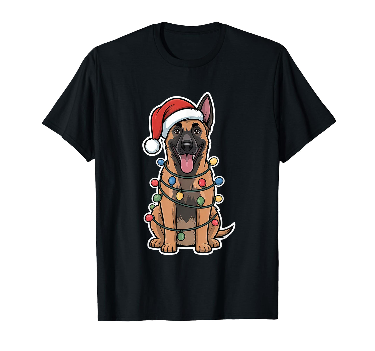 Belgian Malinois Wrapped in Christmas Lights T-Shirt