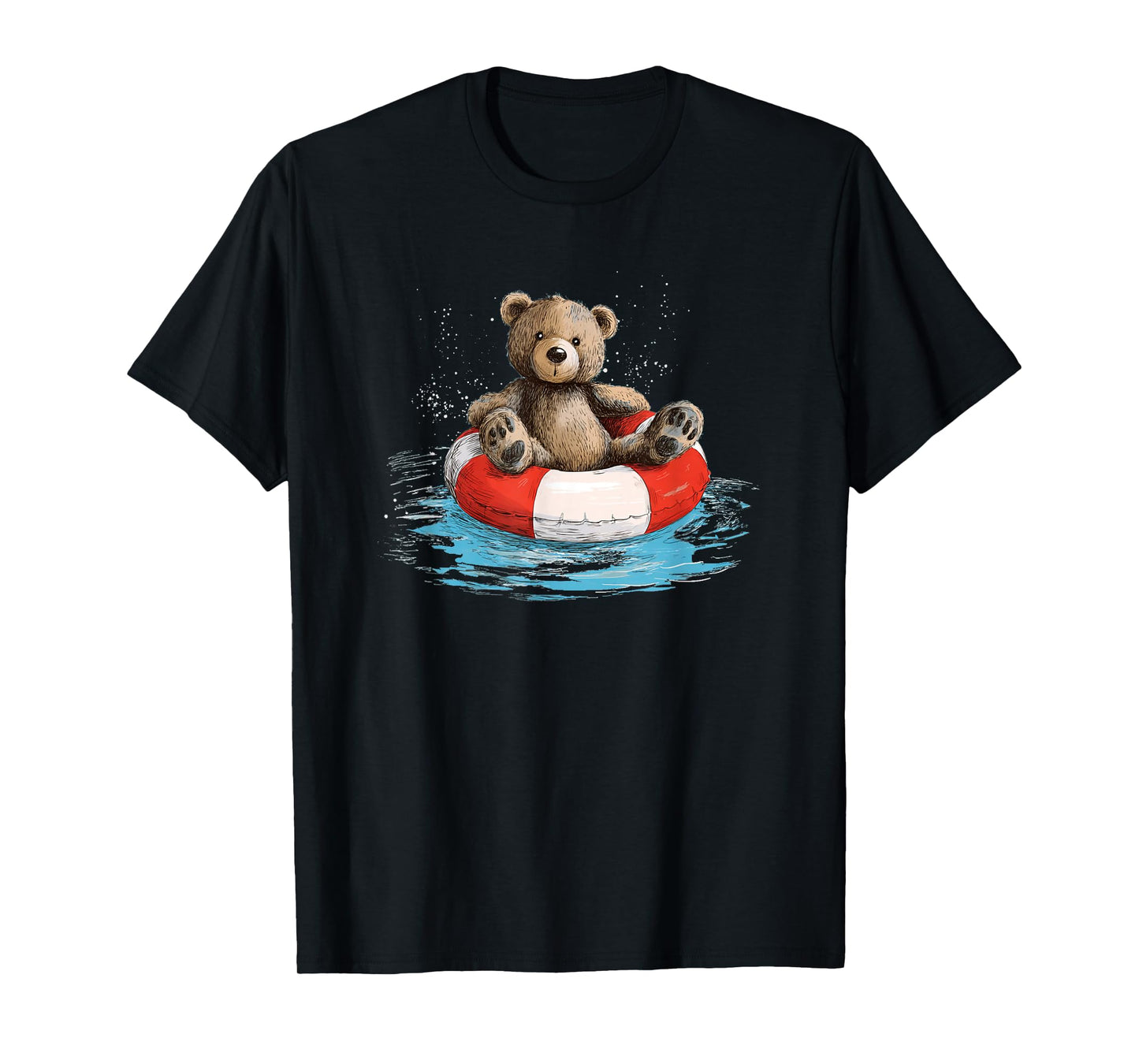 Floating Pool Ring with Cute Teddy Bear Look T-Shirt