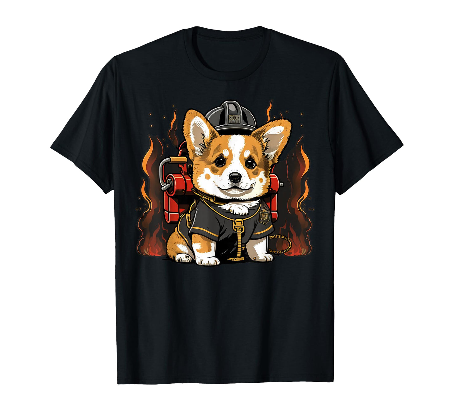 Welsh Corgi Fireman on Firefighter Welsh Corgi T-Shirt
