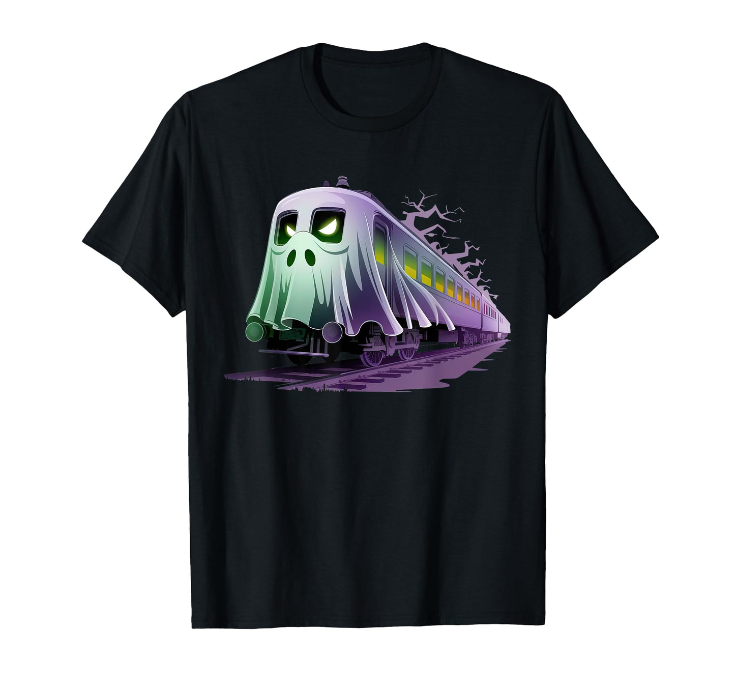 Scary Train Ghost Railroad Funny Halloween Boys Mens Kids T-Shirt