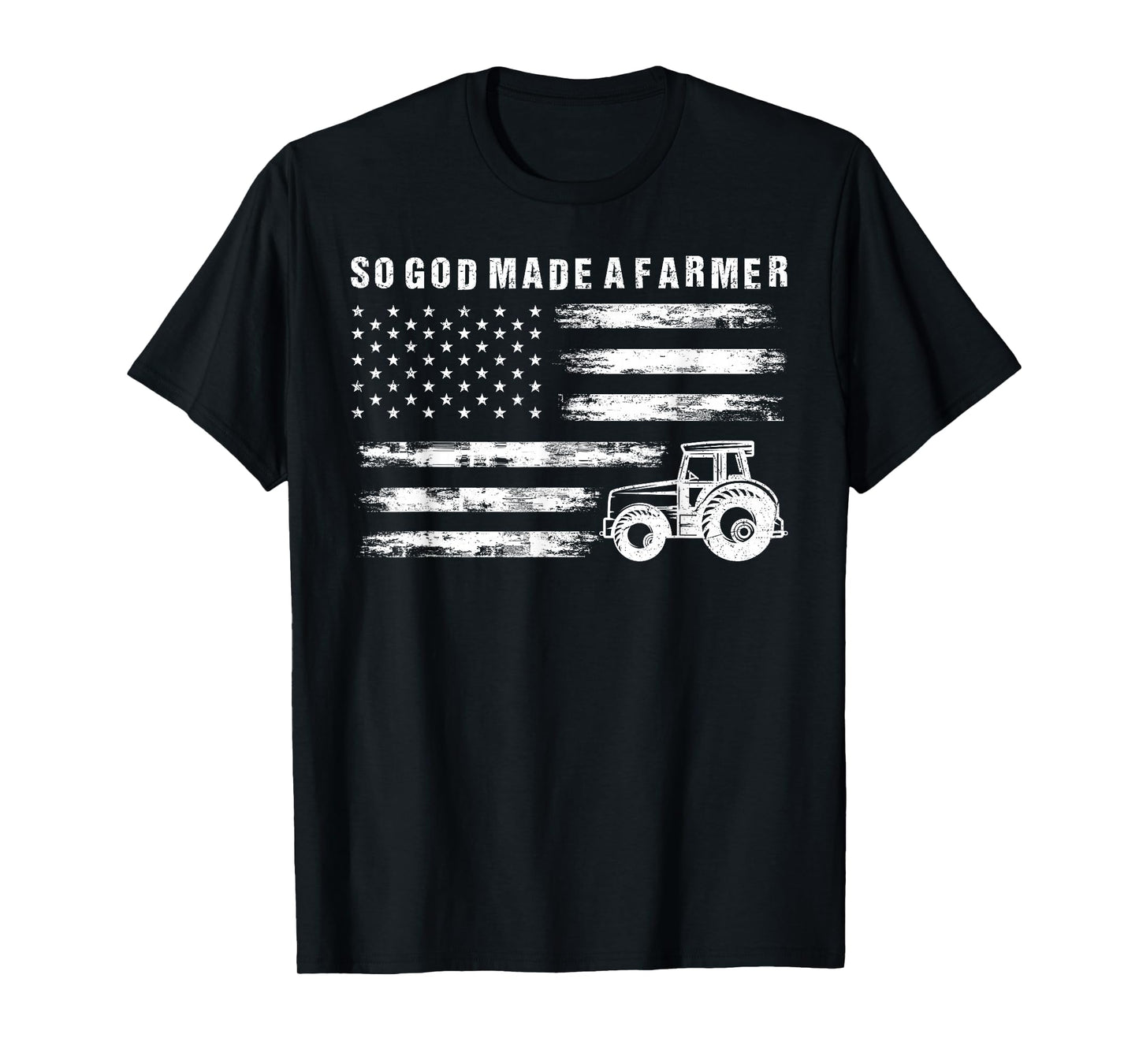 So God Made A Farmer Retro American Flag Tractor T-Shirt