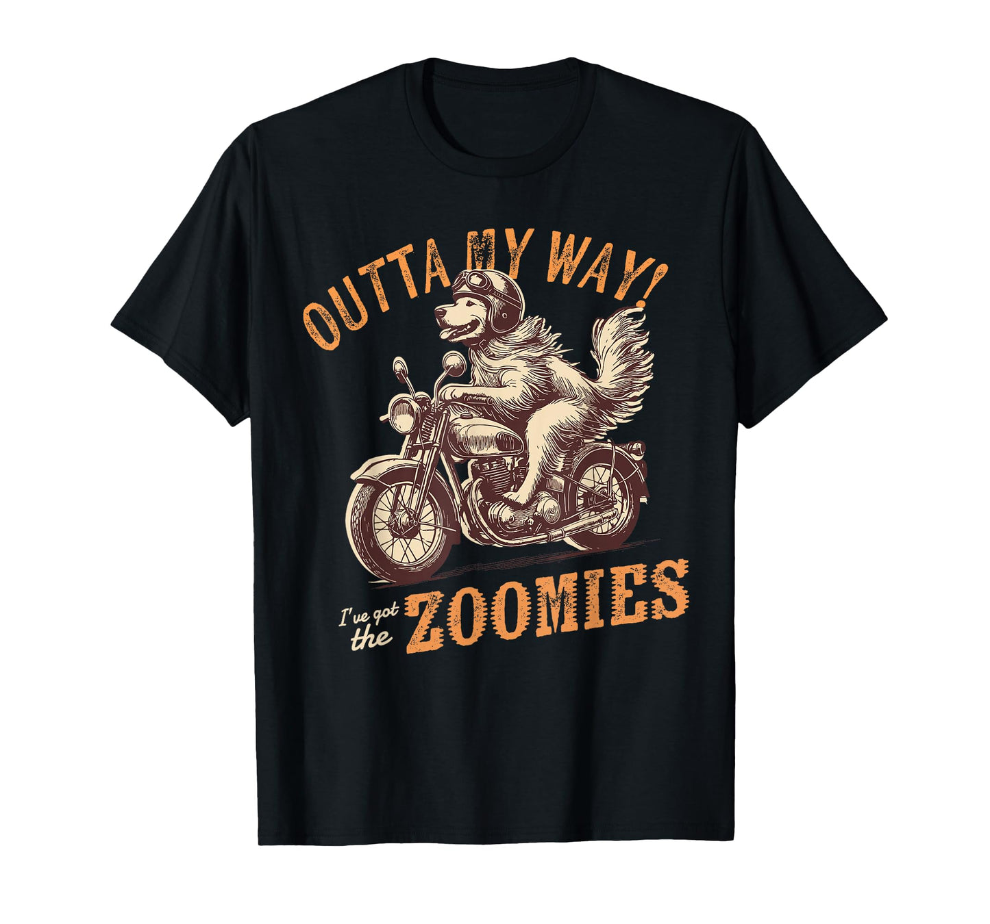 Golden Retriever Dog Biker Motorcycle Rider Outta My Way T-Shirt