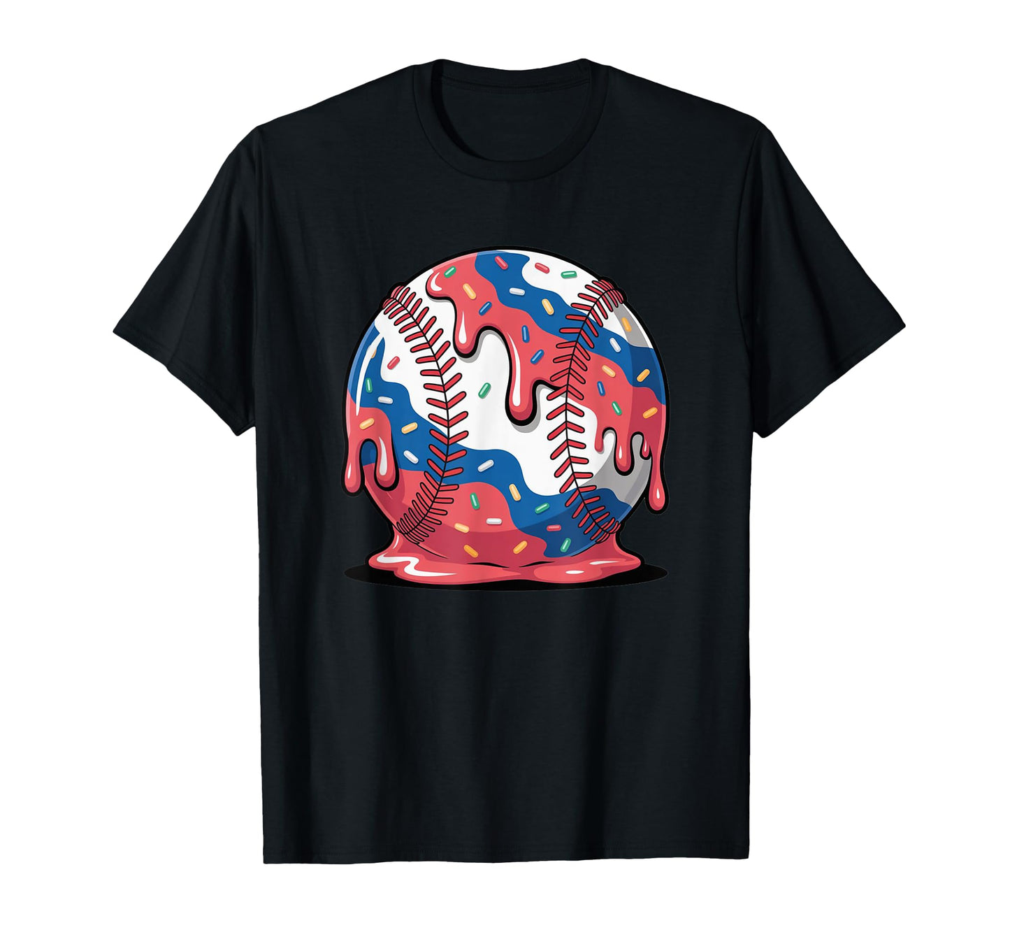 Colorful Baseball Ball Ice Cream Drip Youth Boys T-Shirt