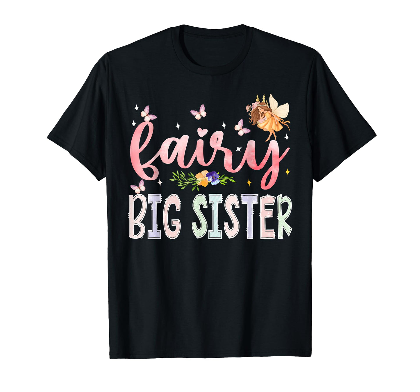 Fairy Big Sister Magical Floral Birthday Girl Fairytale T-Shirt