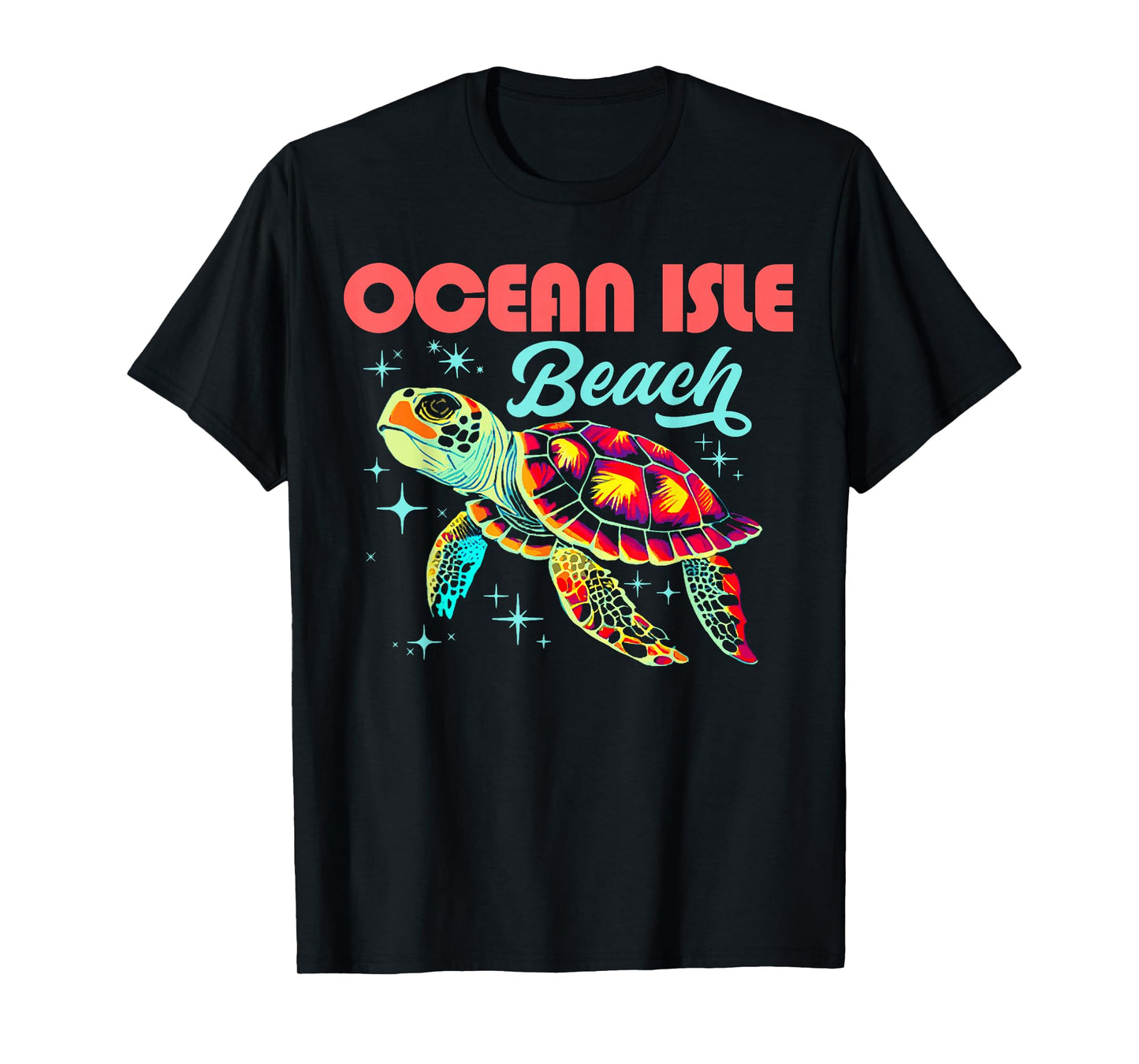 Ocean Isle Beach NC Artistic Sea Turtle Retro T-Shirt