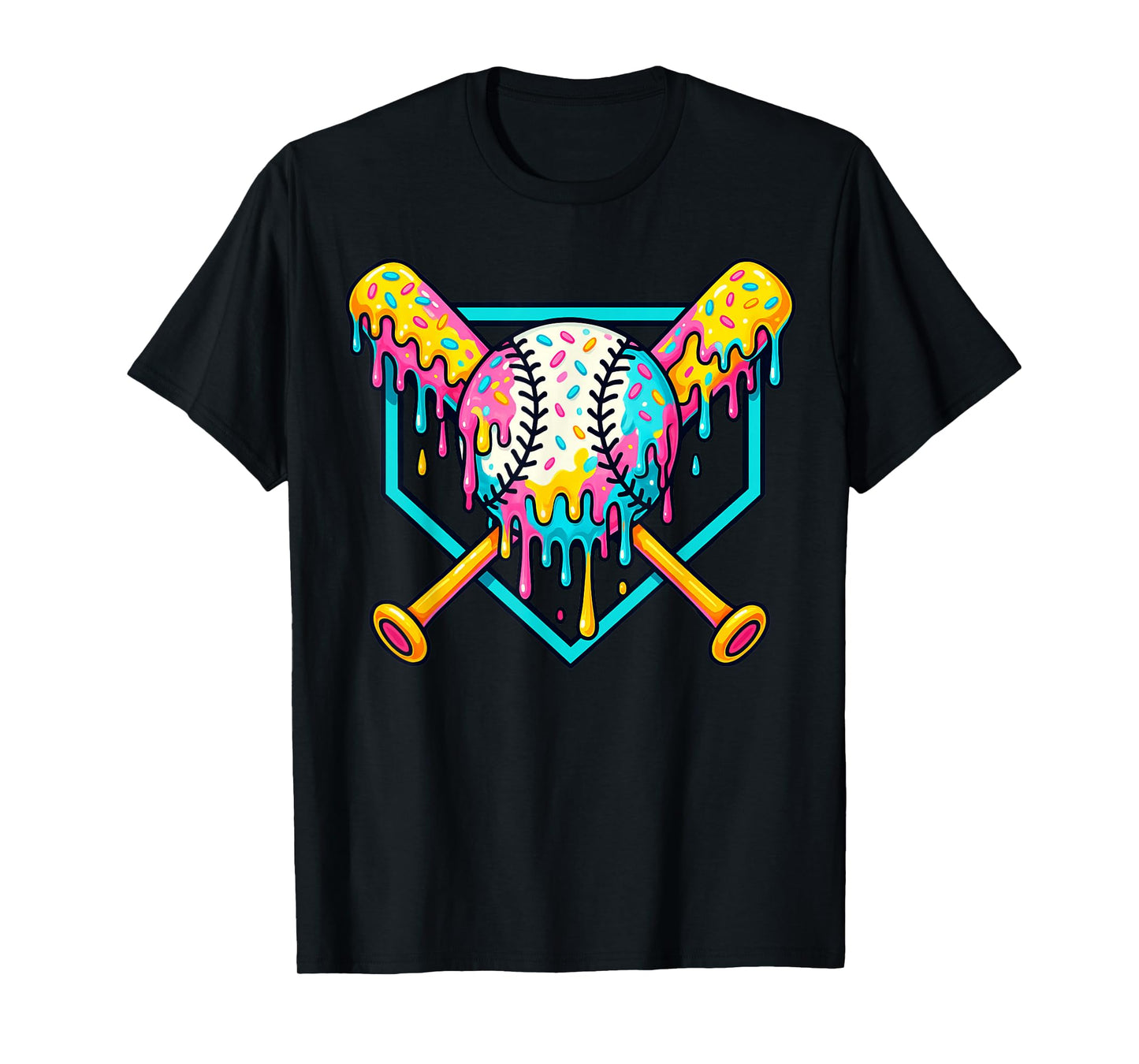 Baseball Home Plate Dripping Ice Cream Drip Youth Boys T-Shirt