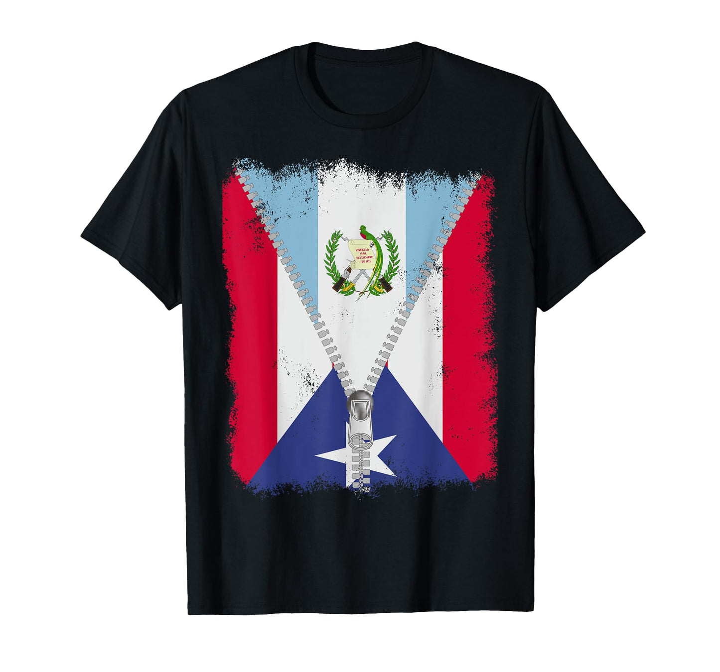 Puerto Rico Flag Guatemalan zip T-Shirt