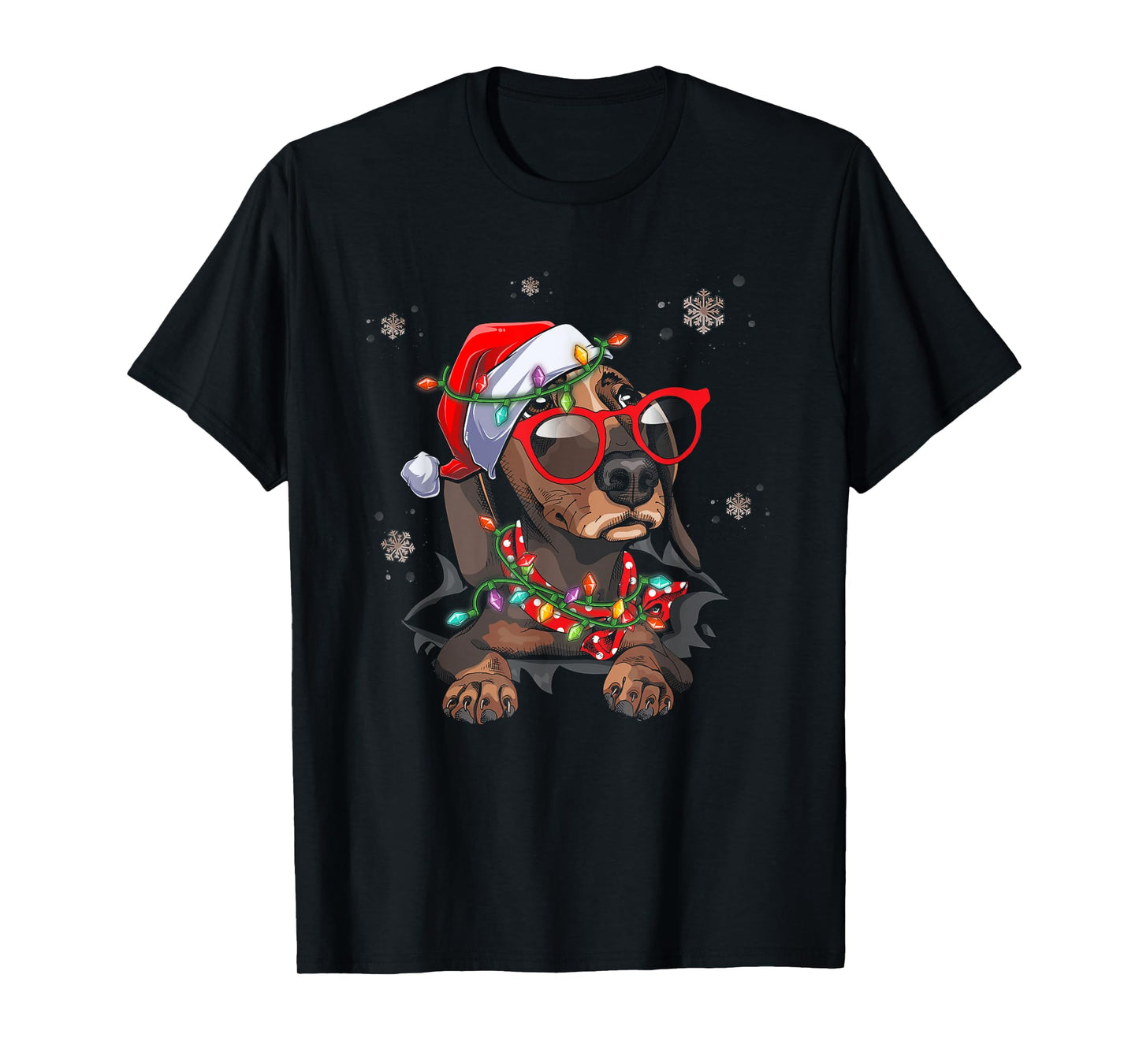 Santa Hat Dachshund Christmas Xmas Wiener Weiner Dog T-Shirt for Men Women
