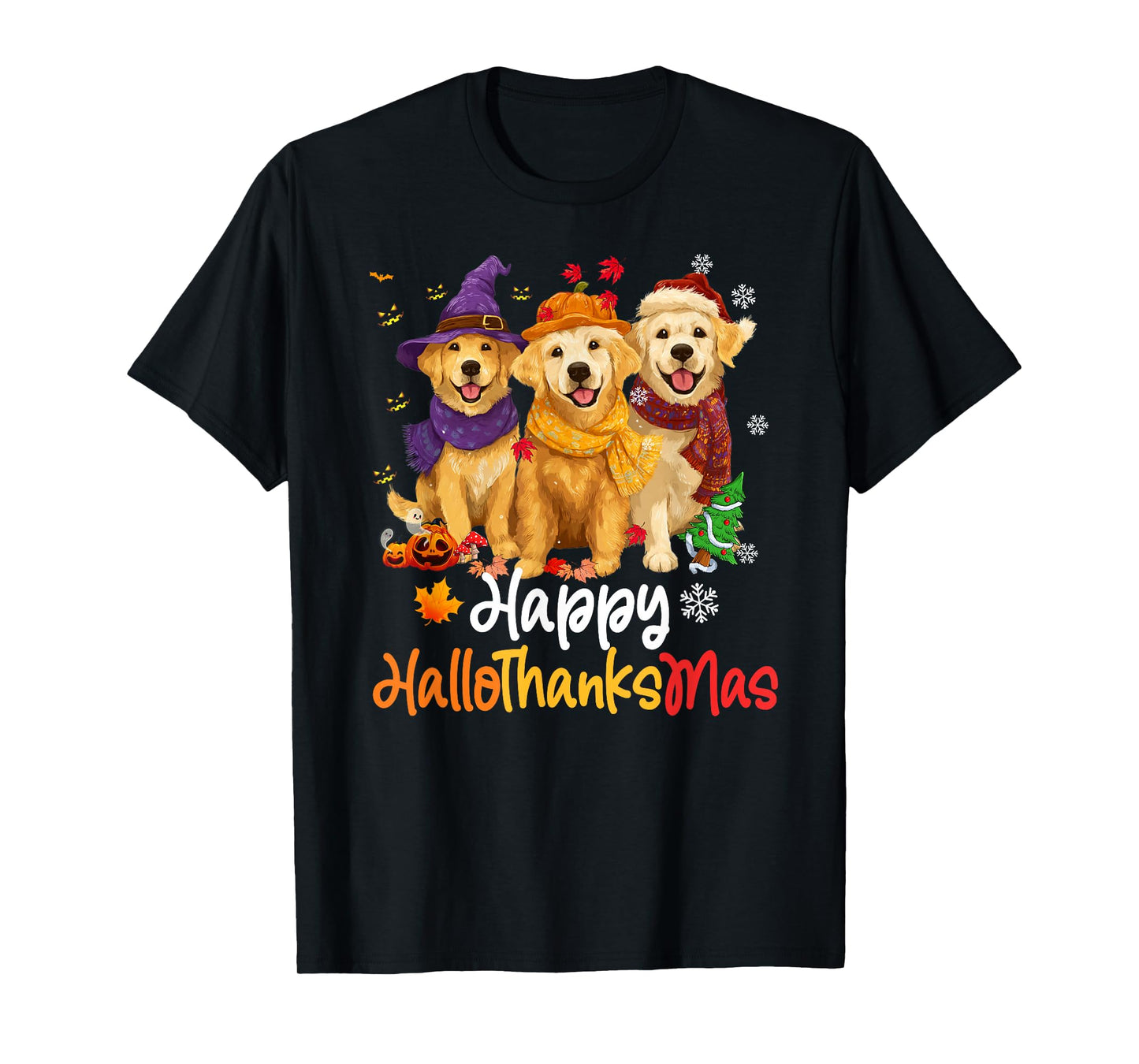 Halloween Thanksgiving Christmas Golden Retriever Dog T-Shirt