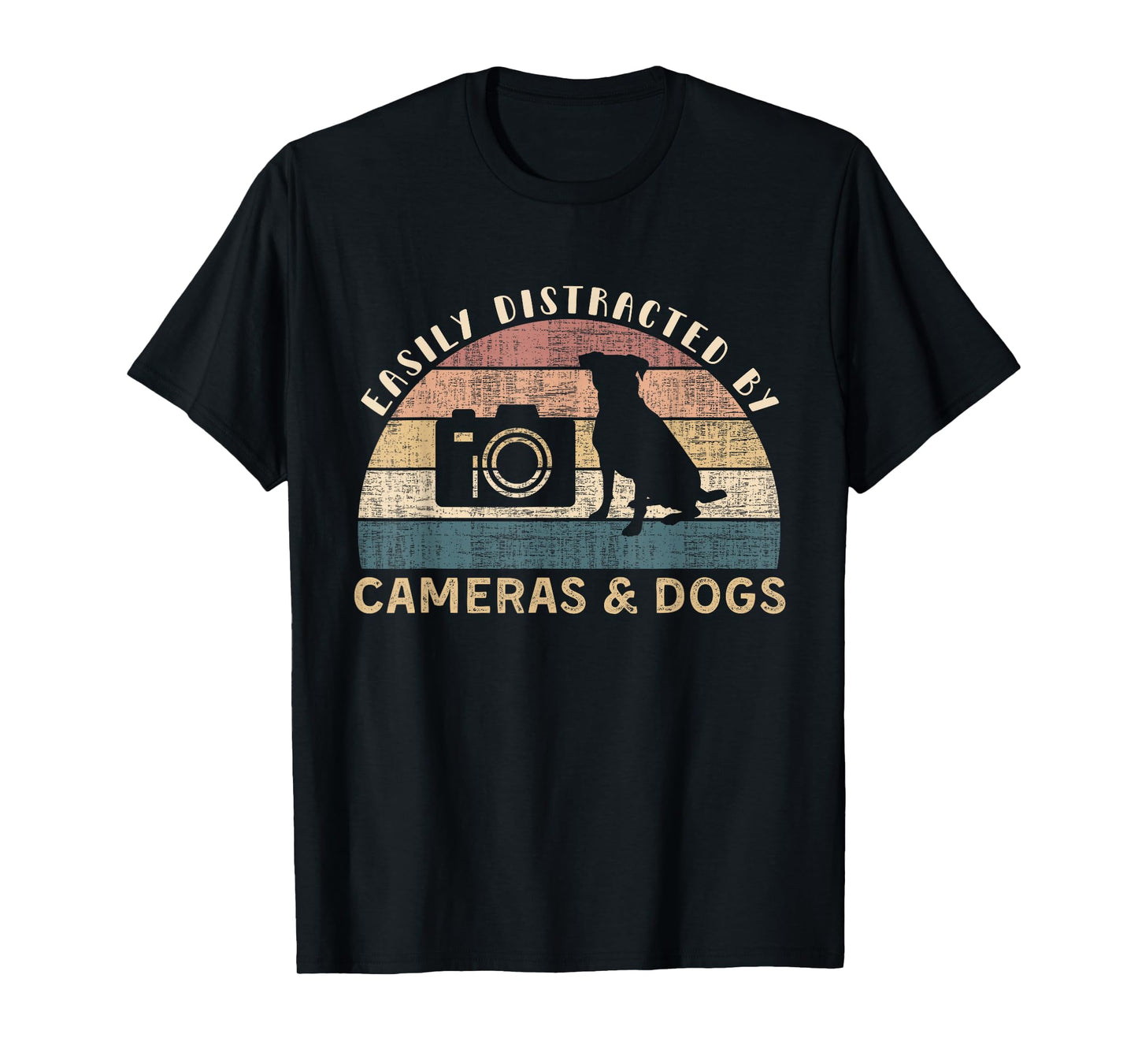 Easily Distracted By Cameras & Dogs Retro Funny Photographer T-Shirt