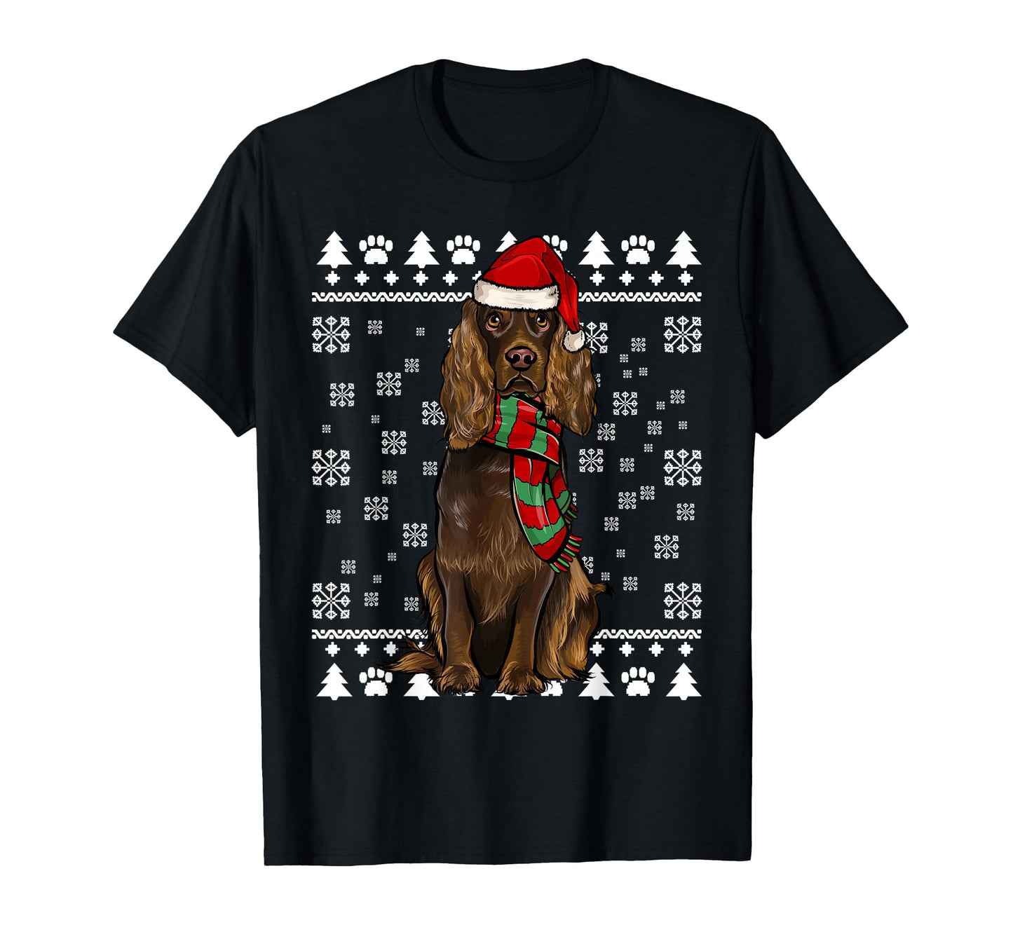 Boykin Spaniel Dog Santa Hat Xmas Ugly Christmas T-Shirt