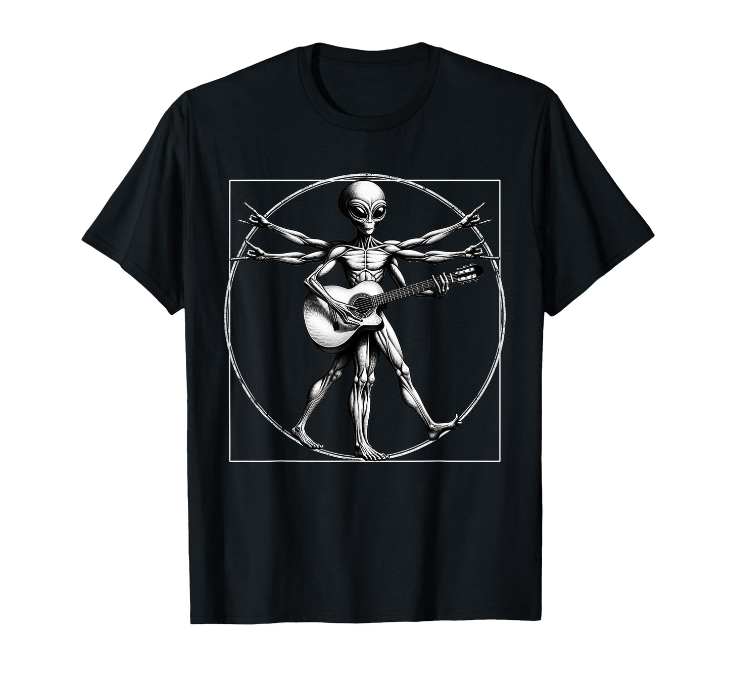 Vitruvian Man Alien Guitarist Funny Music Festival Rock On A T-Shirt