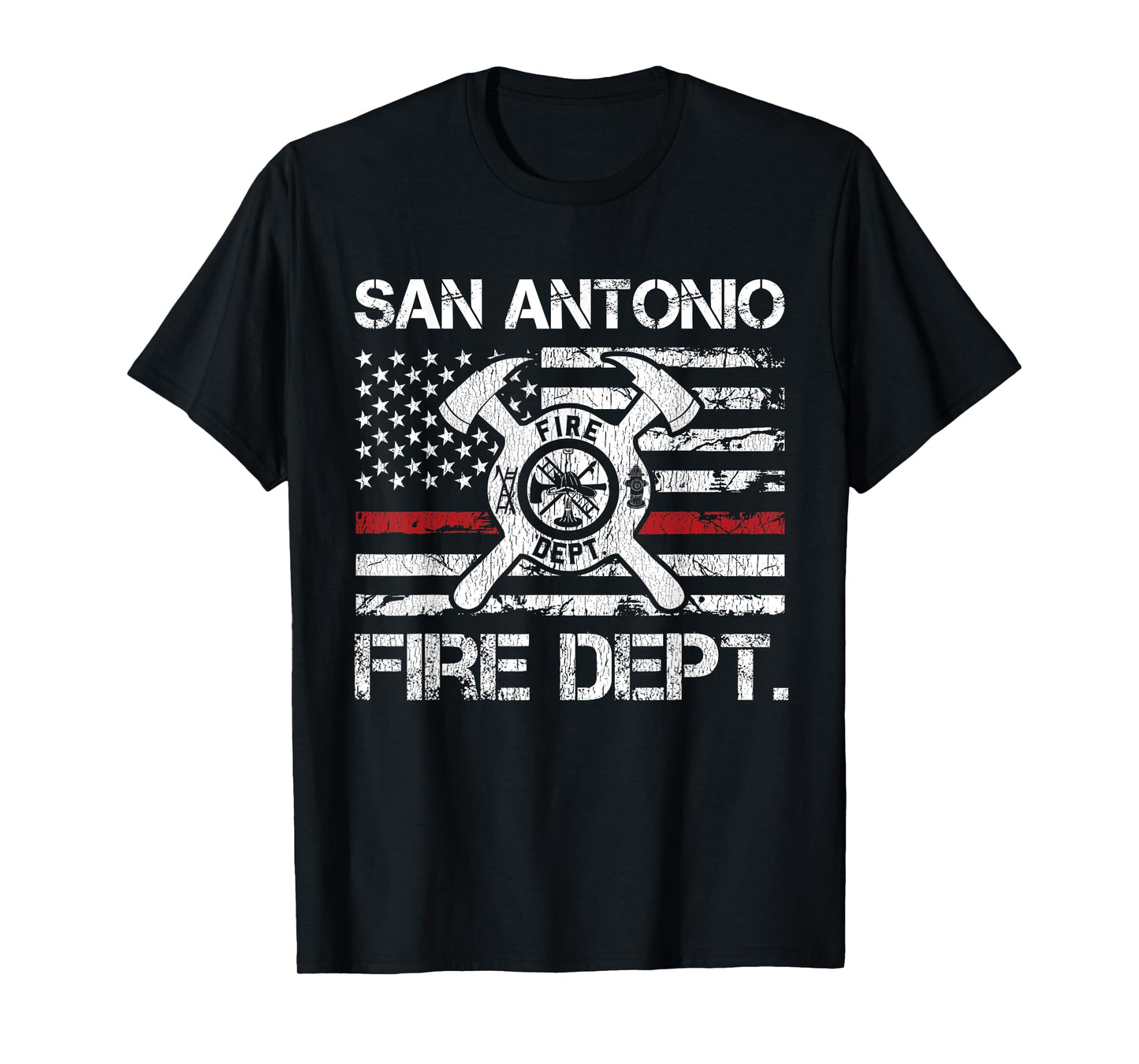 San Antonio Texas Fire Department Thin Red Line Fireman T-Shirt