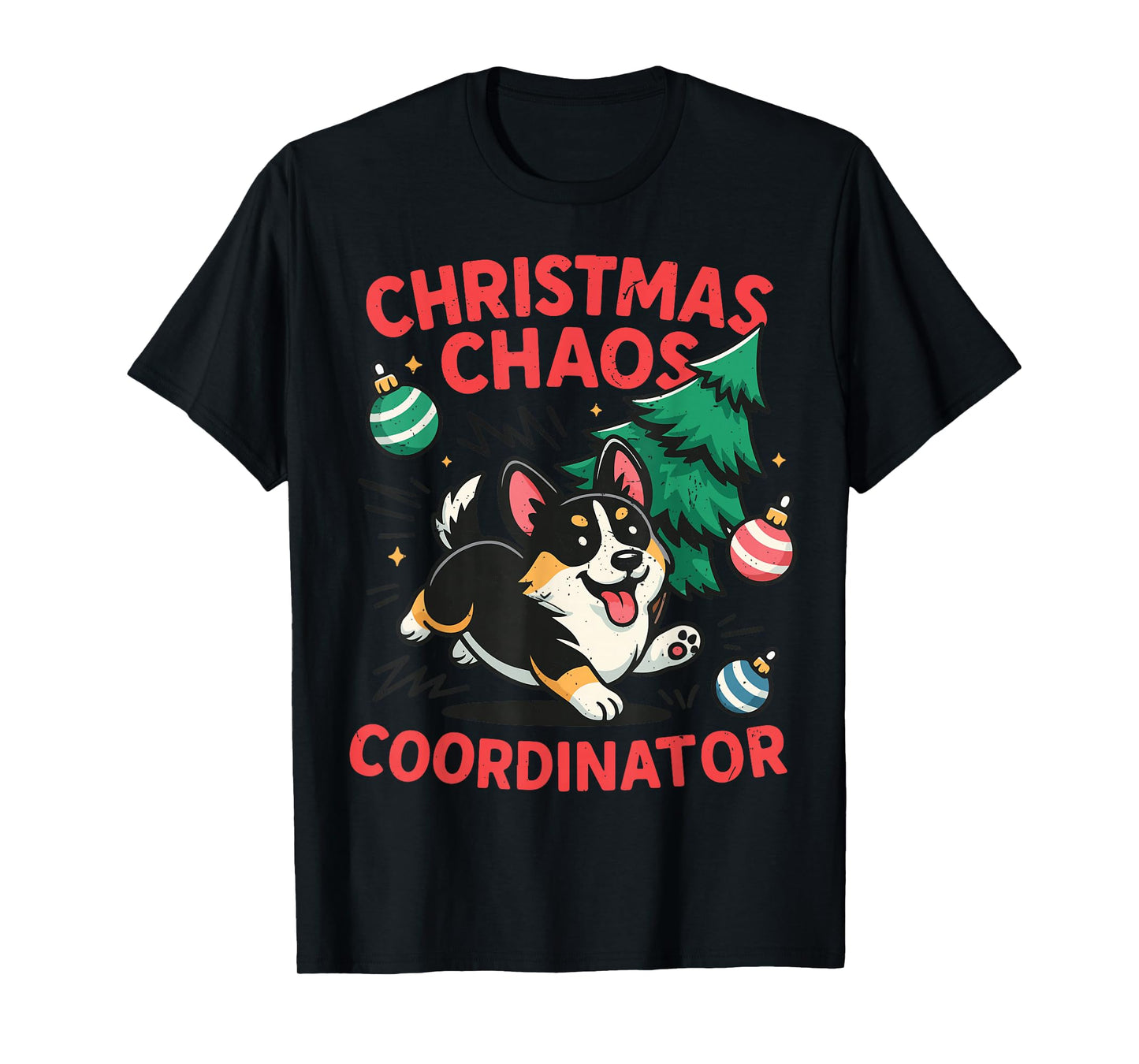 Funny Christmas Chaos Tri Color Corgi Pajama Costume Toddler T-Shirt