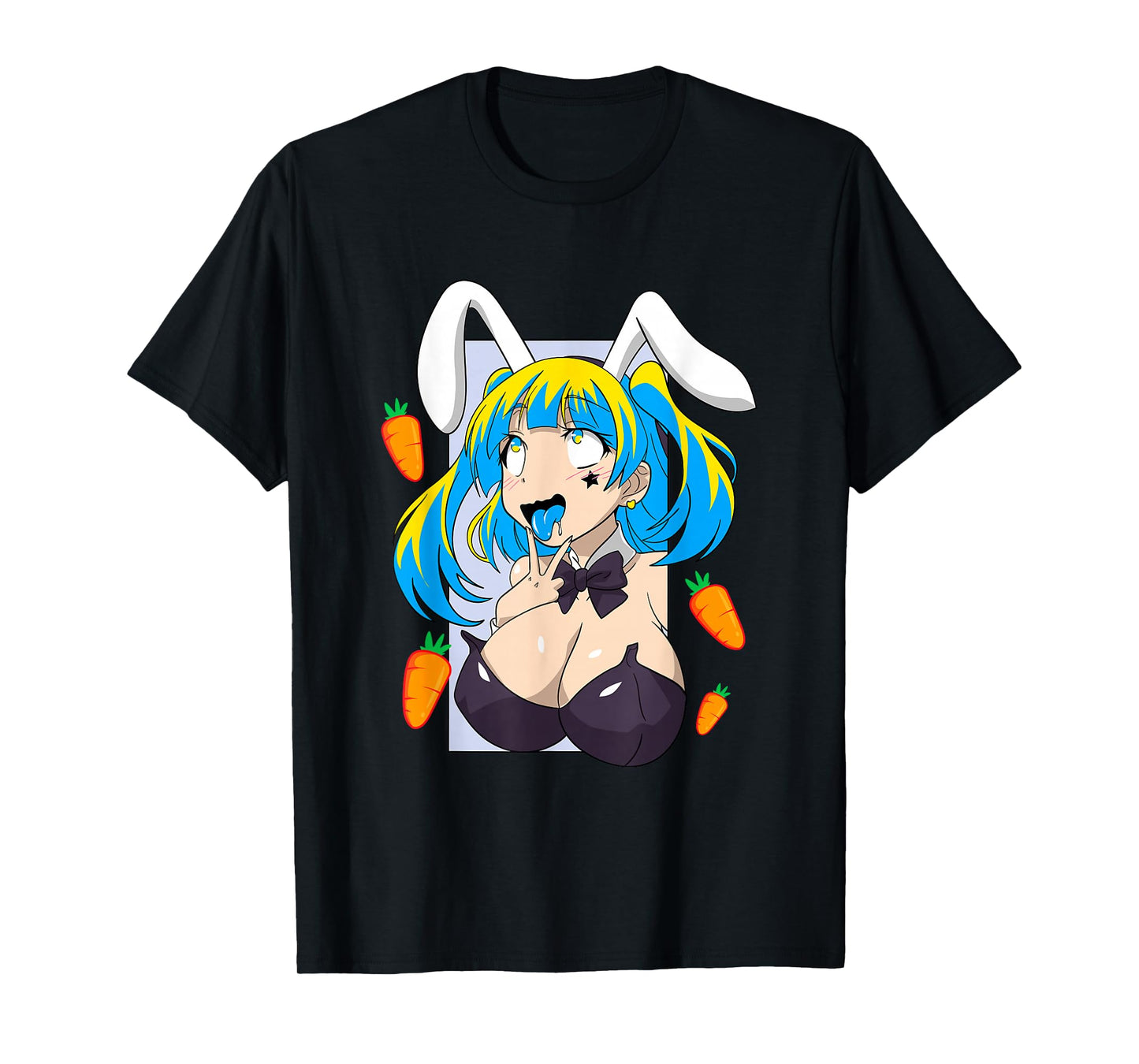 Ahegao Shirt Anime face Rabbit Cosplay Lewd tees T-Shirt