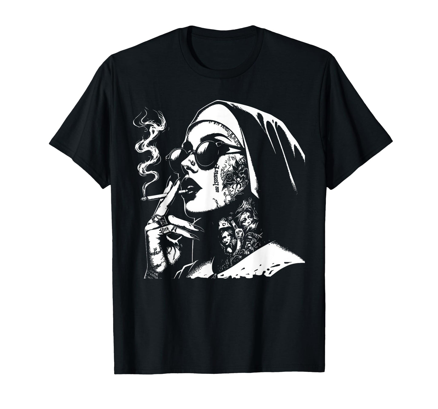 Unholy Nun Funny Horror Choked up Unholy Nun Satan Baphomet T-Shirt