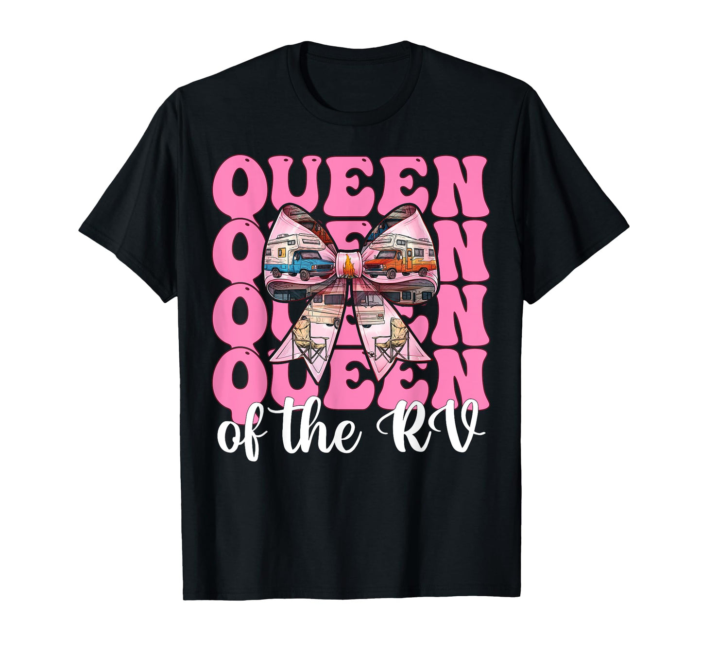 Queen of The Rv Camping Camper Motorhome Girl Mom Coquette T-Shirt
