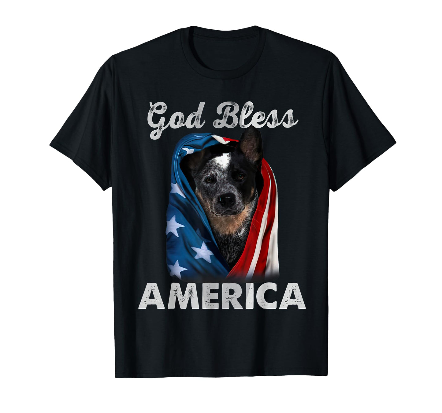 Blue Heeler Dog American USA Flag 4th of July Dog Lover T-Shirt