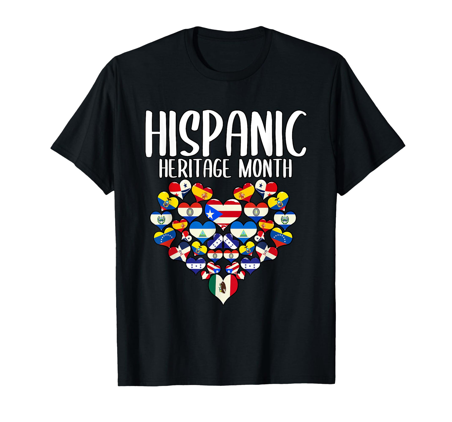 Hispanic Heritage Month All Countries Flags Heart T-Shirt