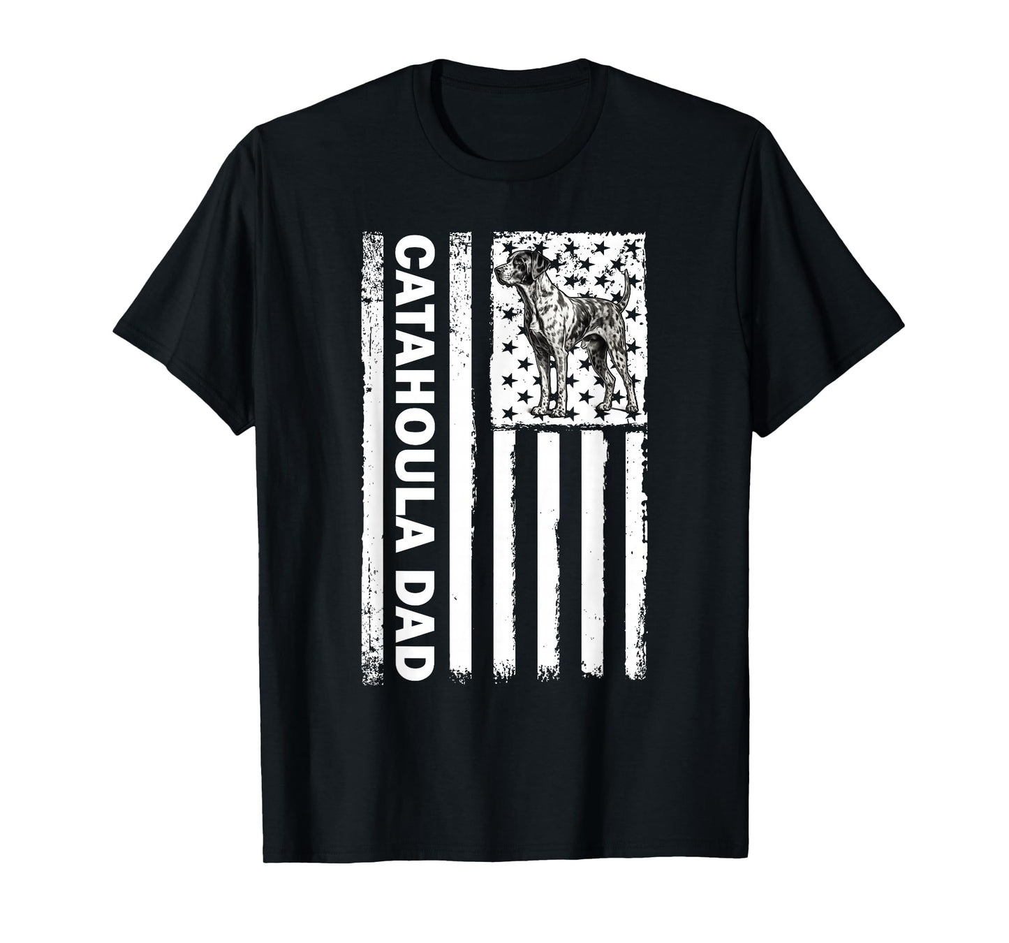 Mens American USA Flag 4th July Catahoula Leopard Dog T-Shirt