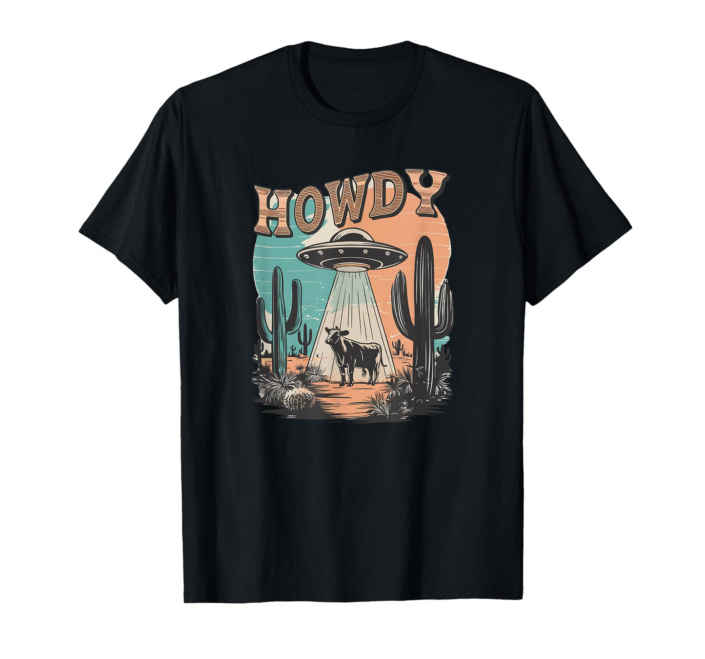 UFO Howdy Alien Cow Ufo Western T-Shirt
