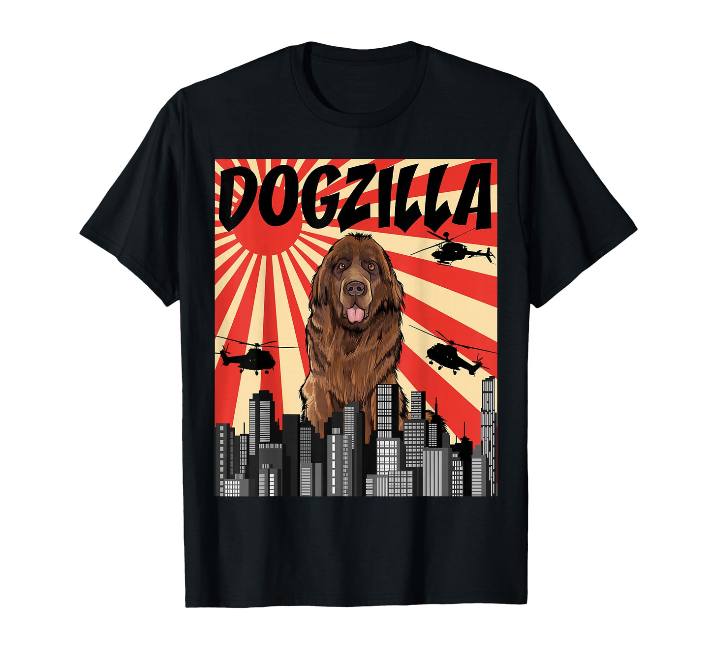 Funny Retro Japanese Dogzilla Newfoundland T-Shirt