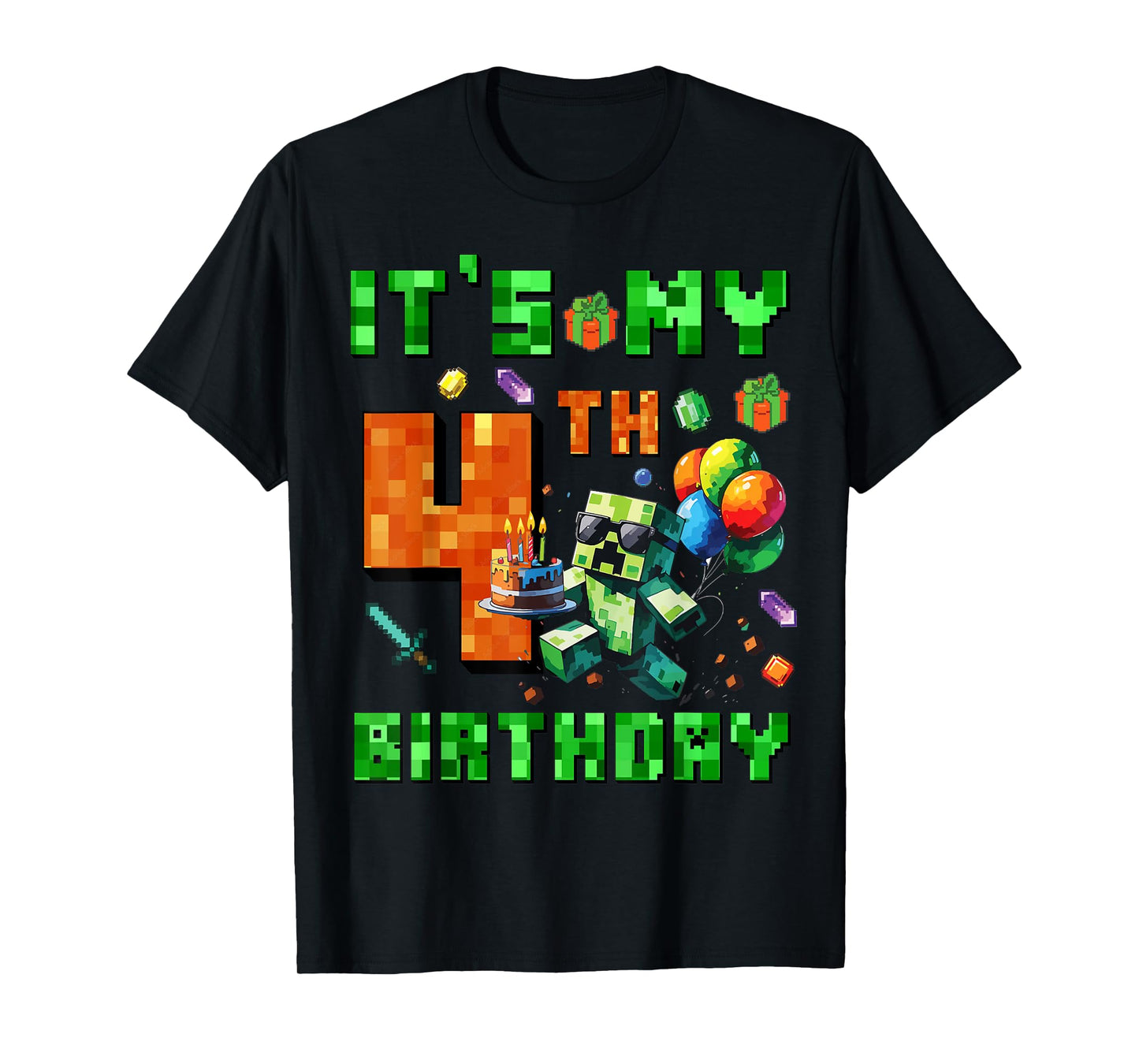 It's My 4th Birthday Pixel Number Video Game Gamer T-Shirt