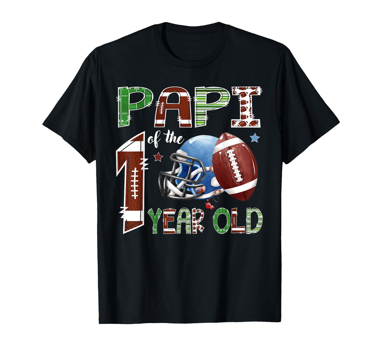 Papi Of The 1 Year Old Football 1St Year Down Birthday T-Shirt