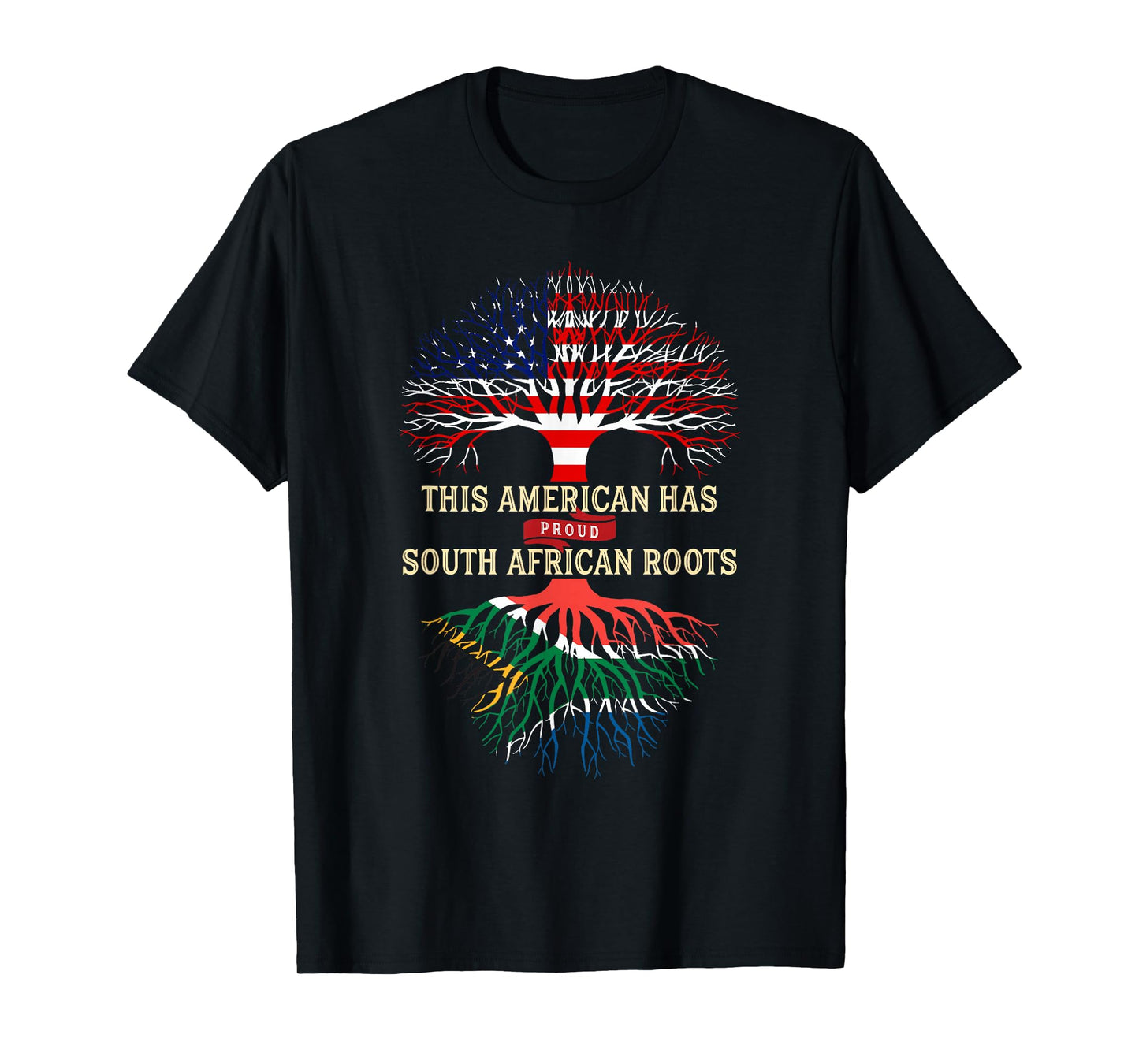 Proud South African American Tree Branch And Root Design T-Shirt