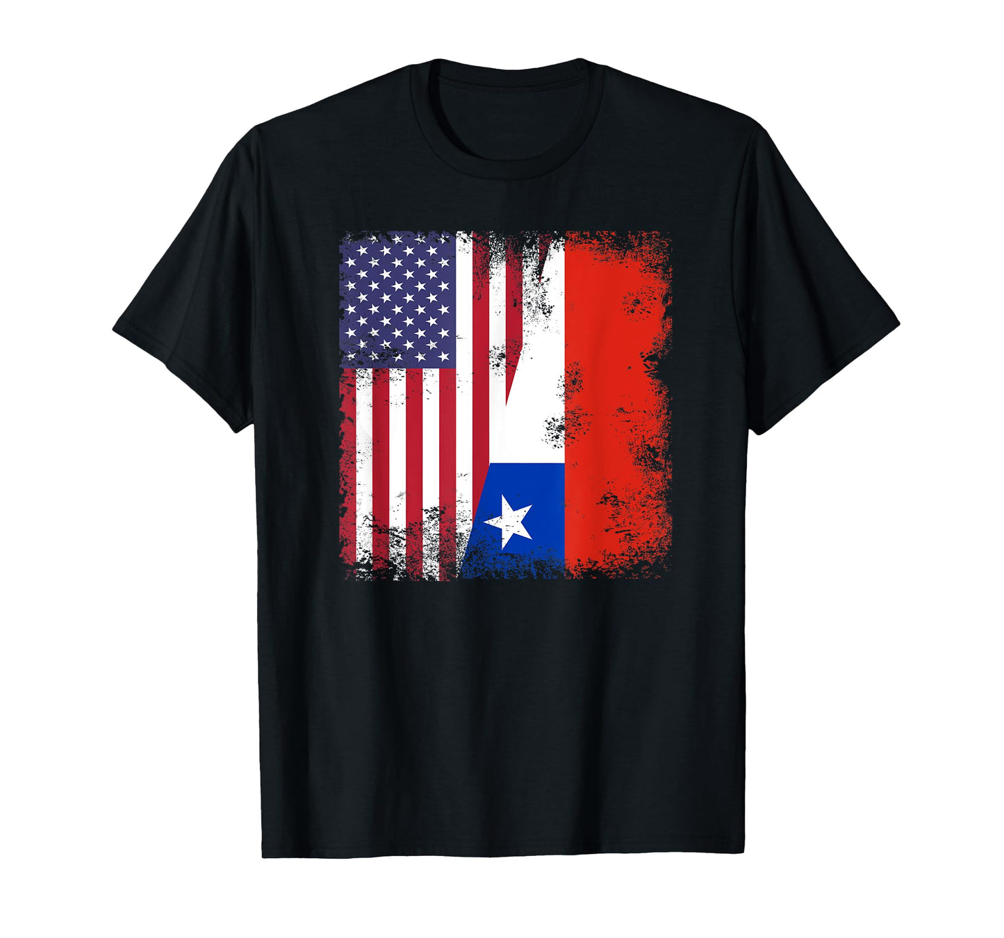 Half Chilean Flag T-Shirt | Vintage Chile USA Gift T-Shirt