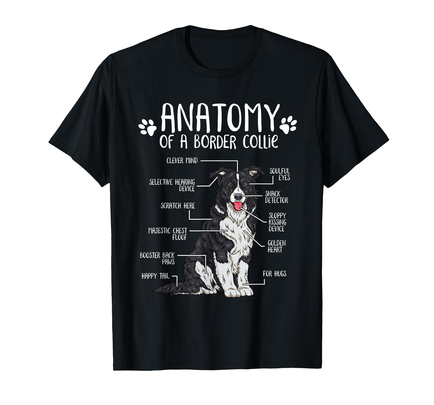 Funny Anatomy Border Collie Dog Lover T-Shirt Small