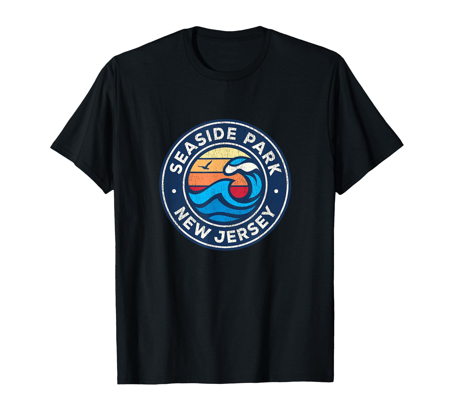 Seaside Park New Jersey NJ Vintage Nautical Waves Design T-Shirt