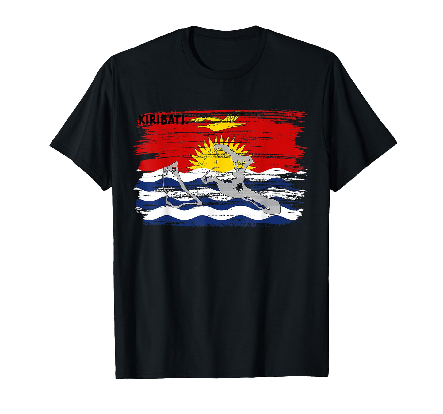 Kiribatian flag drawing with brush, sketch of Kiribati map T-Shirt