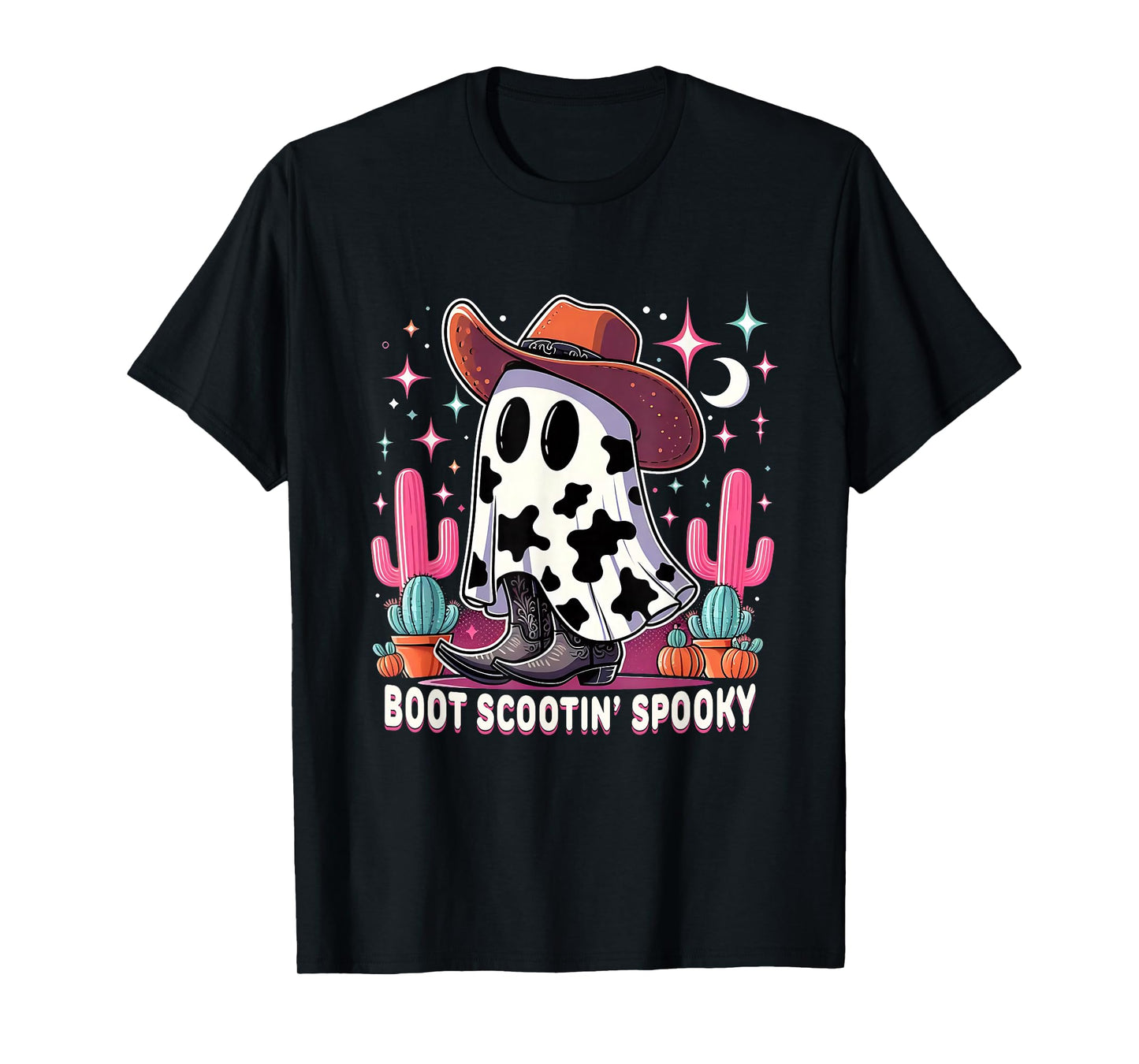 Cowboy Ghost Boot Scootin Spooky Western Vibes T-Shirt