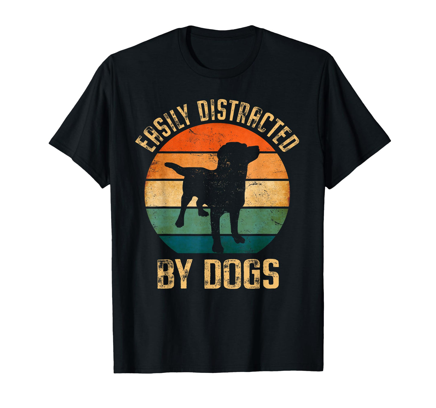 Easily Distracted By Dogs Vintage Retro Pet Dog Lover T-Shirt
