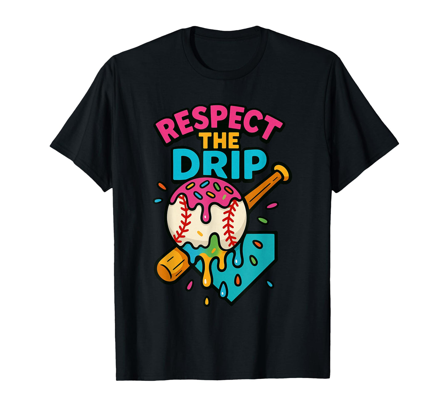 Baseball Drip Ice Cream Sports Pitcher Homerun Strikeout T-Shirt