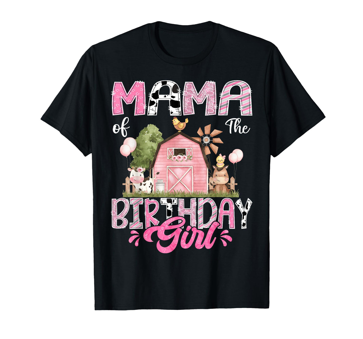 Mama Of The Birthday Girl 1St Birthday Pink Cow Farm T-Shirt