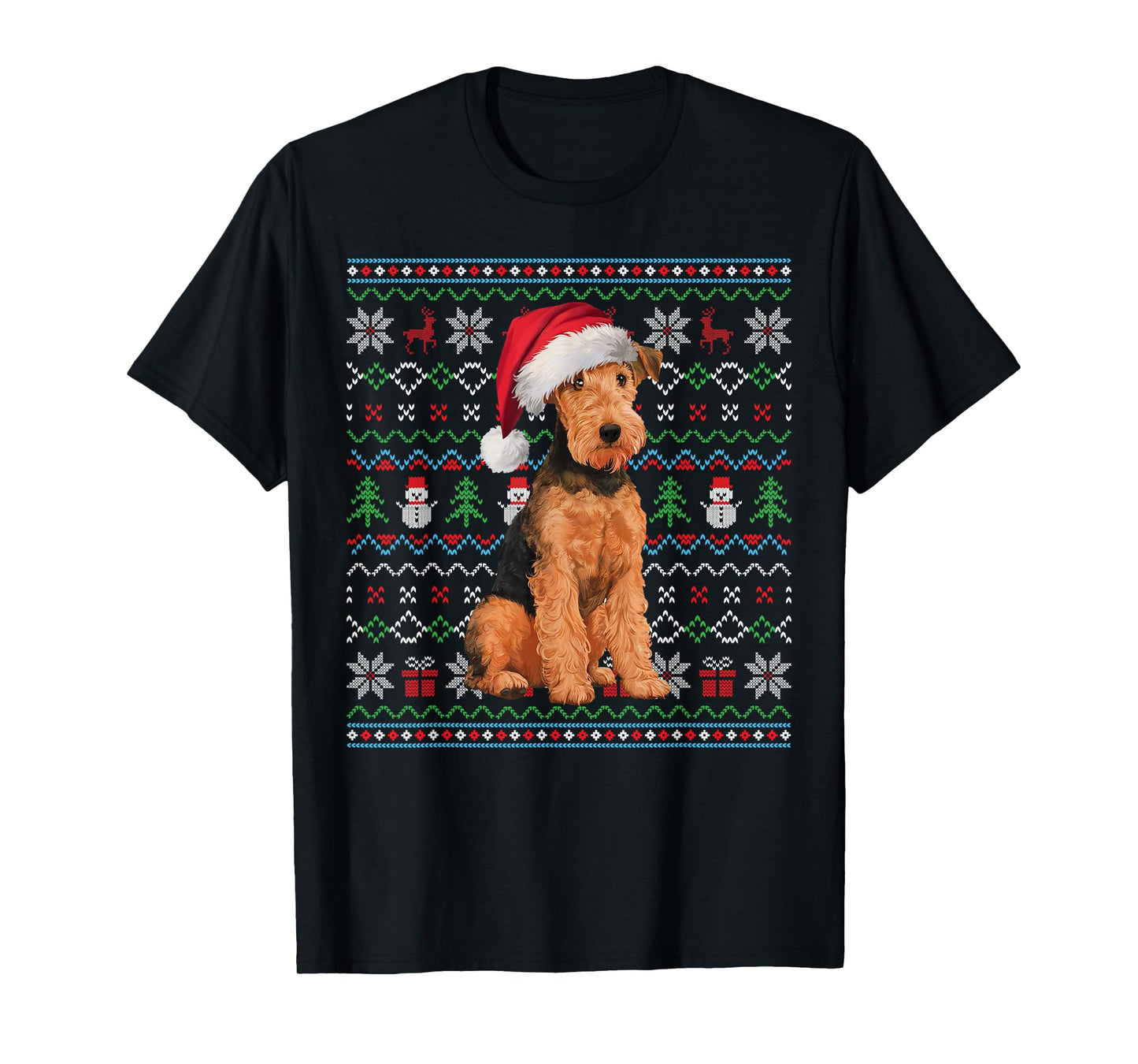 Ugly Airedale Terrier Dog Lovers Xmas Sweater Santa T-Shirt