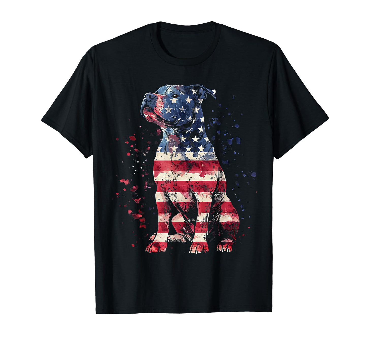 Patriotic Pitbull American Flag 4th of July Dog Pitbull Dad T-Shirt